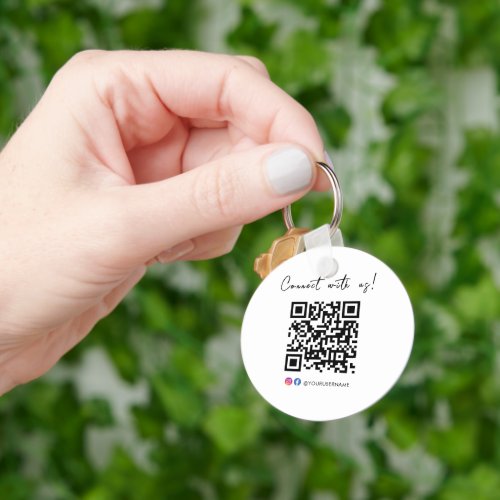 Connect With Us Facebook Instagram QR Code Logo Keychain