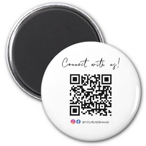 Connect With Us Facebook Instagram QR Code Logo Magnet