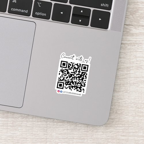 Connect With Us Facebook Instagram QR Code Modern Sticker