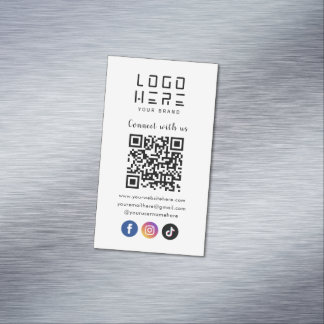 Connect With Us Facebook Instagram Tiktok QR Code Business Card Magnet
