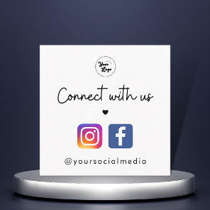 Connect with Us Heart Instagram Facebook QR Code   Square Business Card