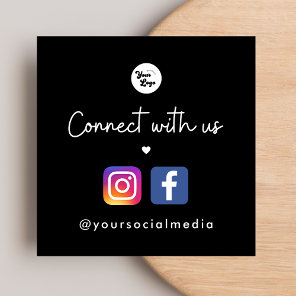 Connect with Us Heart Instagram Facebook QR Code Square Business Card