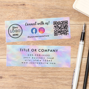 Connect With Us Instagram Facebook Iridescent Opal Mini Business Card