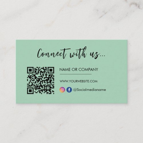 Connect with us Instagram Facebook Logo Green Business Card