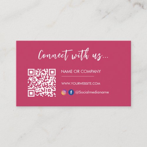 Connect with us Instagram Facebook Logo Hot Pink Business Card