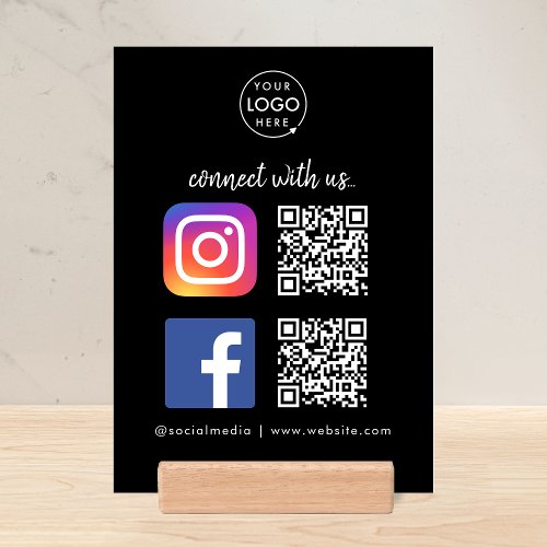 Connect with us Instagram Facebook QR Code Black Holder