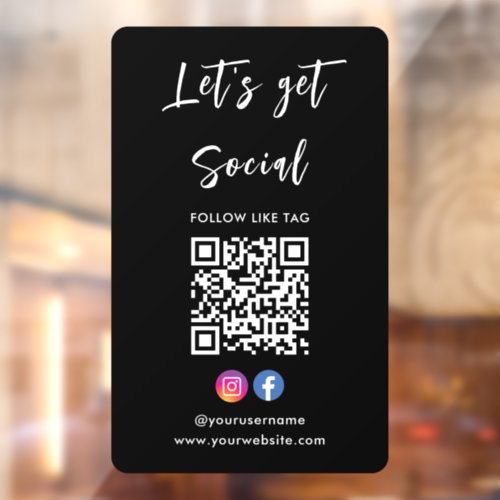 Connect With Us Instagram Facebook Qr Code Black Window Cling