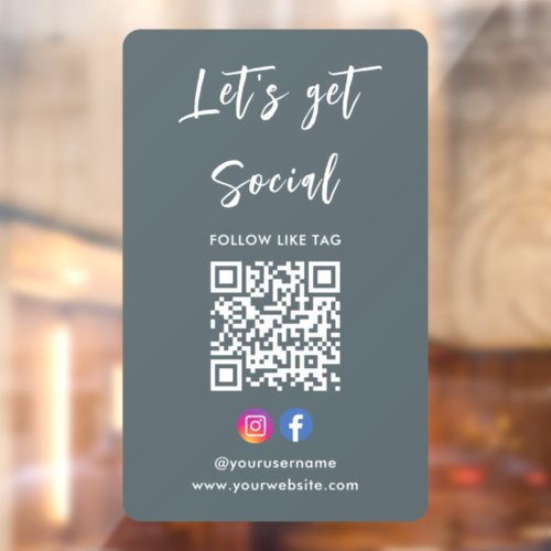 Connect With Us Instagram Facebook Qr Code Grey Window Cling