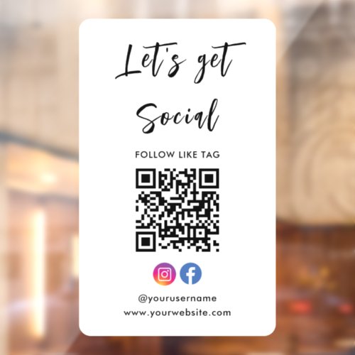 Connect With Us Instagram Facebook Qr Code White Window Cling