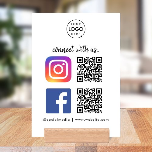 Connect with us Instagram Facebook Social Media QR Holder