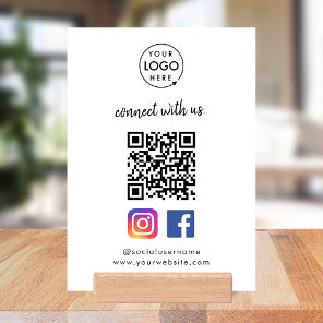 Connect with us Instagram Facebook Social Media QR Holder