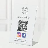 Connect with us Instagram Facebook Social Media QR Pedestal Sign