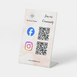 connect with us instagram facebook social media qr pedestal sign