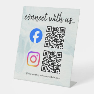 connect with us instagram facebook social media qr pedestal sign