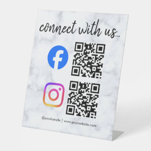 connect with us instagram facebook social media qr pedestal sign