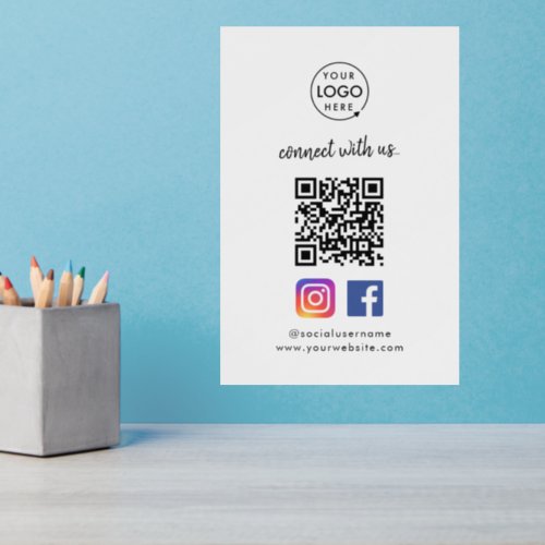 Connect with us Instagram Facebook Social Media QR Wall Decal