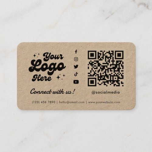 Connect With Us Kraft Social Media QR Code Business Card