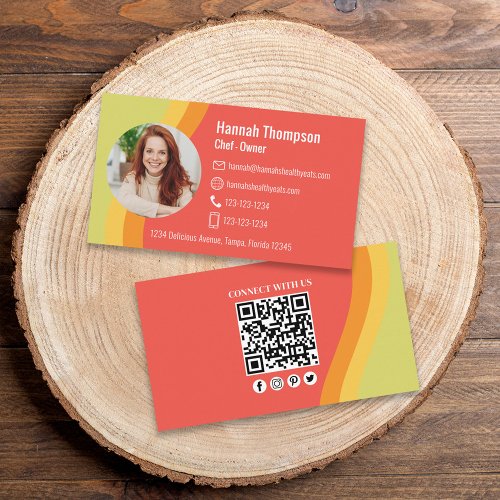 Connect With Us  Modern Photo Colorful QR Code Business Card