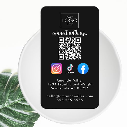 Connect With Us Modern Social Media QR Code Cool Business Card