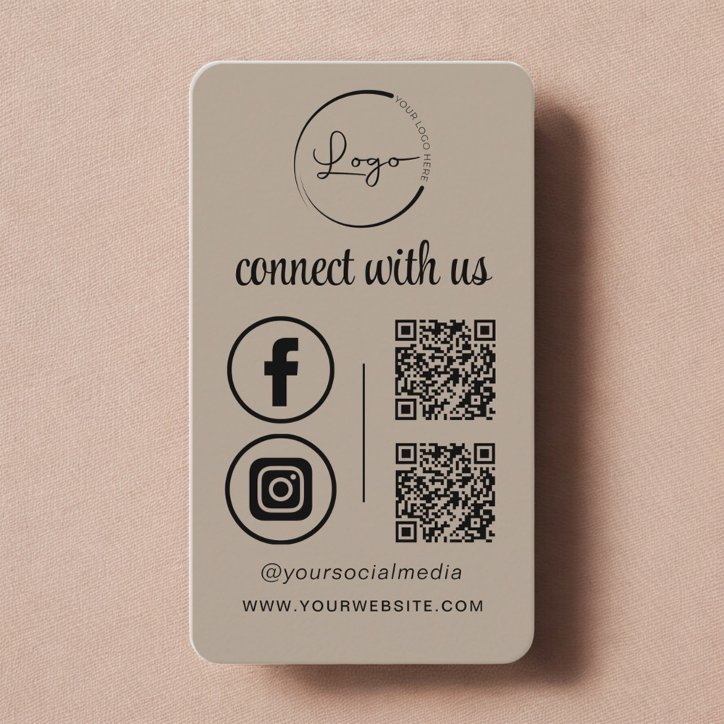 Connect With Us Neutral QR Code Business Card