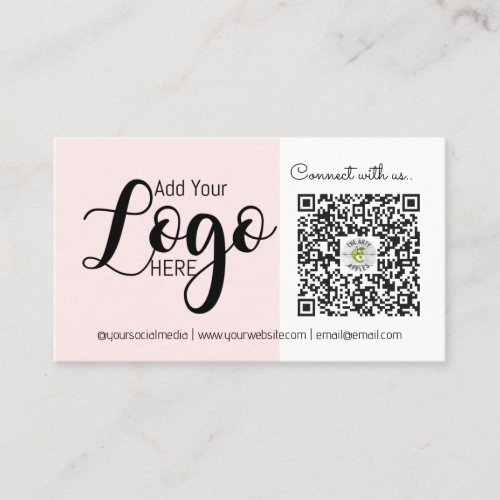 Connect with Us Pink Social Media QR Code Busines Business Card