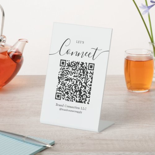 Connect with Us QR Code Business Company Brand Pedestal Sign