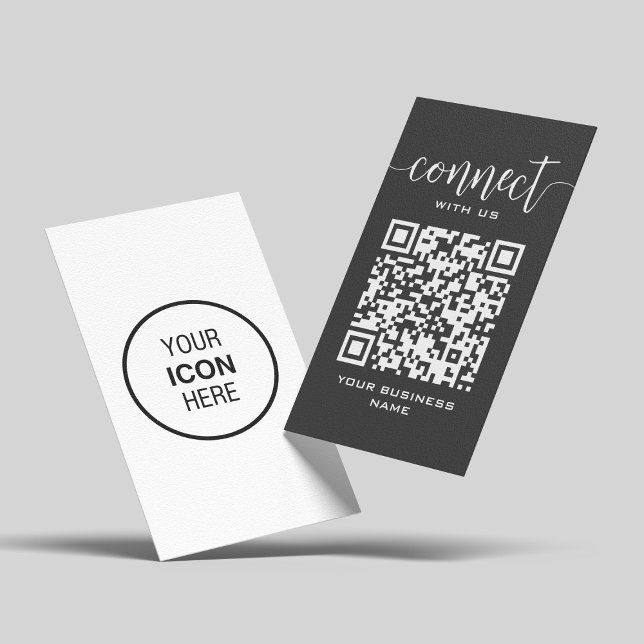 Connect With Us Qr Code Dark Gray Modern Minimal Business Card (Creator Uploaded)