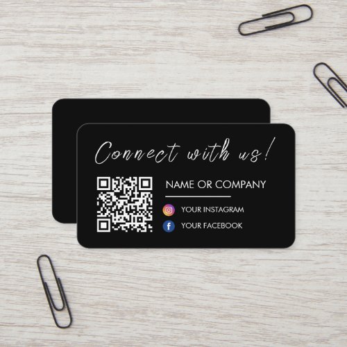 Connect with us Qr Code Facebook Instagram Black Business Card