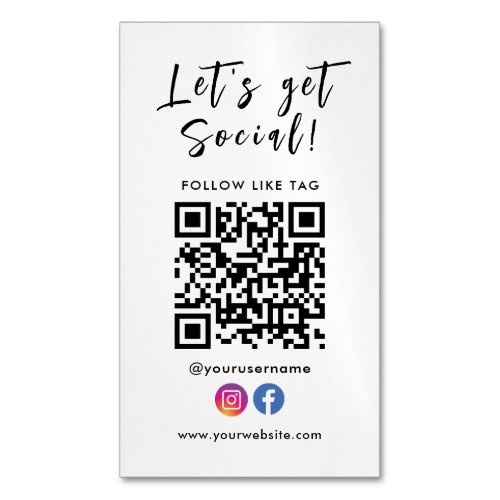 Connect With Us Qr Code Facebook Instagram Business Card Magnet
