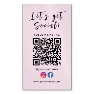 Connect With Us Qr Code Facebook Instagram Business Card Magnet