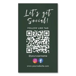 Connect With Us Qr Code Facebook Instagram Business Card Magnet
