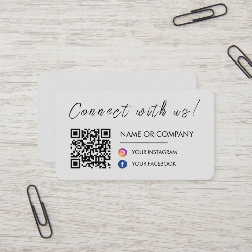 Connect with us Qr Code Facebook Instagram Grey Business Card