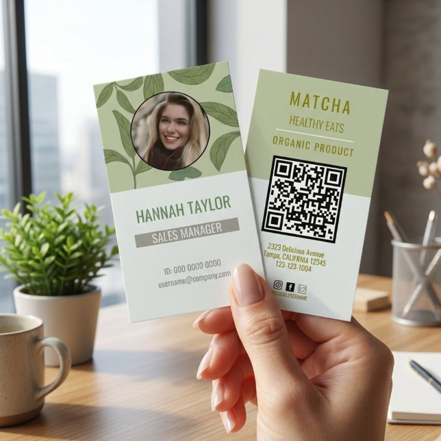 Connect With Us | QR Code Green Tea Logo Business  Business Card (Connect With Us | QR Code Green Tea Logo Business Business Card)