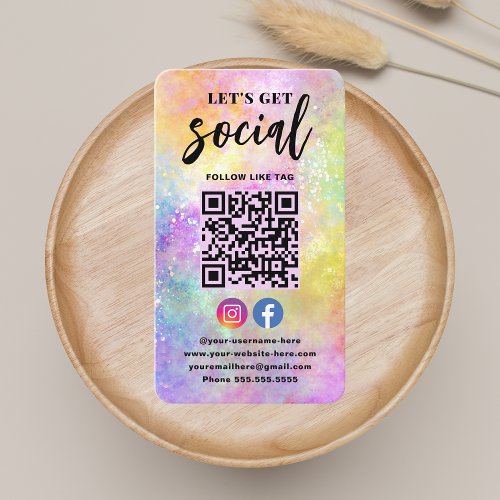 Connect With Us QR Code Holo Opal Modern Stylish Business Card