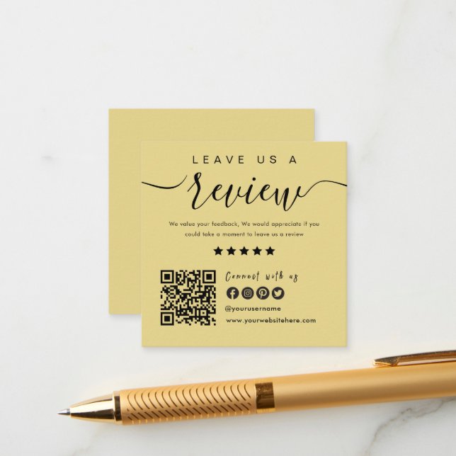 Connect With Us QR Code | Leave Us A Review Modern Enclosure Card (Front/Back In Situ)