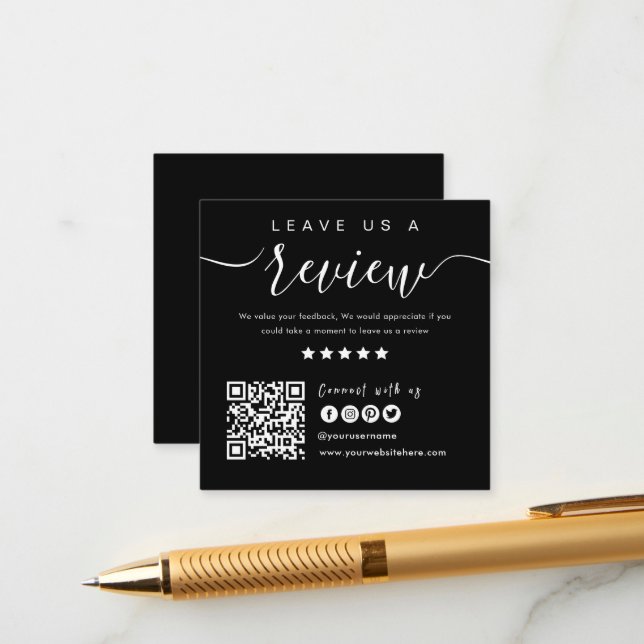 Connect With Us QR Code | Leave Us A Review Modern Enclosure Card (Front/Back In Situ)