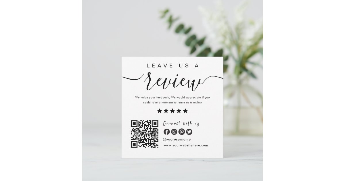 Connect With Us QR Code | Leave Us A Review Modern Invitation | Zazzle