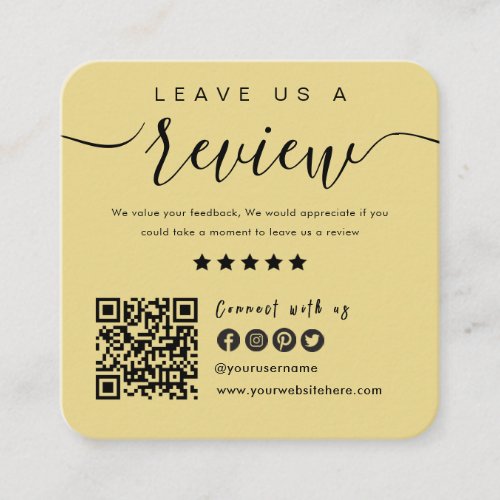 Connect With Us QR Code  Leave Us A Review Modern Square Business Card