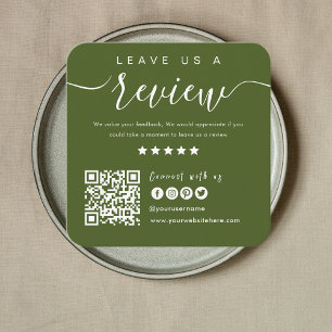 Connect With Us QR Code Leave Us A Review Modern Square Business Card