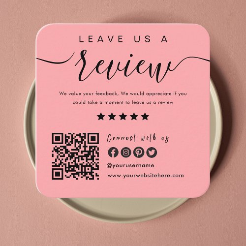 Connect With Us QR Code  Leave Us A Review Modern Square Business Card