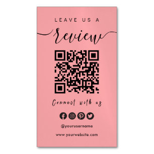 Connect With Us QR Code   Leave Us A Review Script Business Card Magnet
