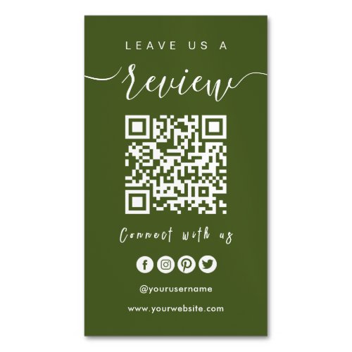 Connect With Us QR Code  Leave Us A Review Script Business Card Magnet