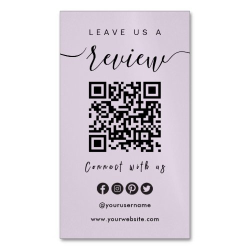Connect With Us QR Code  Leave Us A Review Script Business Card Magnet