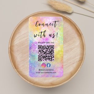 Connect With Us QR Code Modern Holo Opal Stylish Business Card