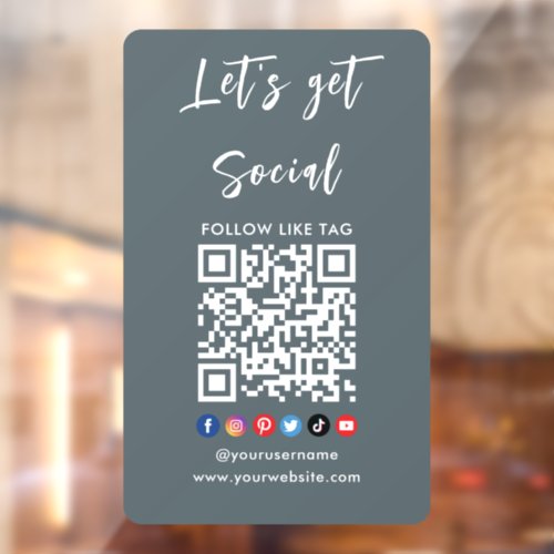 Connect With Us Qr Code Professional Grey Window Cling
