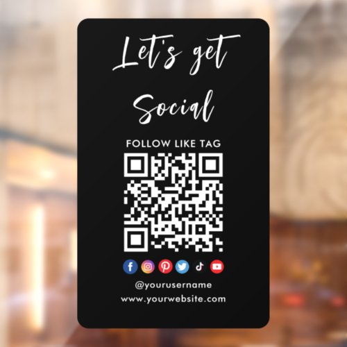 Connect With Us Qr Code Professional Modern Black Window Cling
