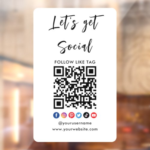 Connect With Us Qr Code Professional Modern White Window Cling