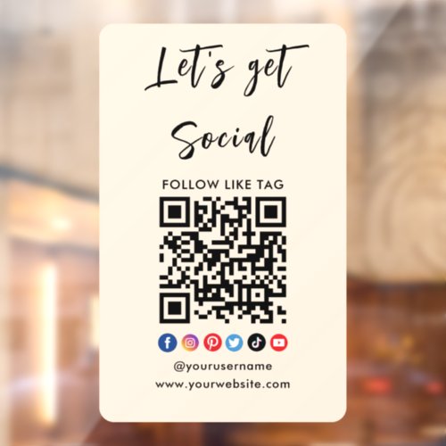 Connect With Us Qr Code Professional Trendy Boho Window Cling