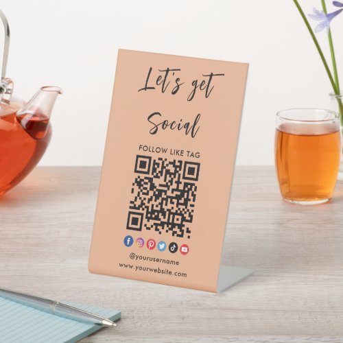 Connect With Us Qr Code Professional Trendy Orange Pedestal Sign