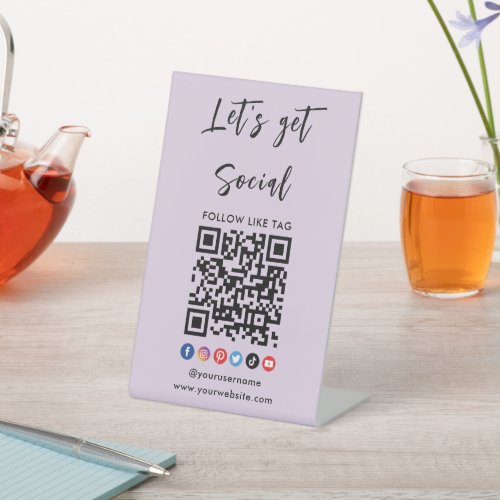 Connect With Us Qr Code Professional Trendy Purple Pedestal Sign
